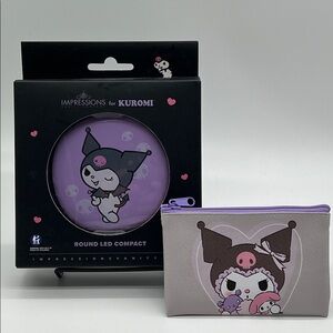 Impressions Kuromi Round LED Compact & Zipper Pouch Bundle - Purple NWT
